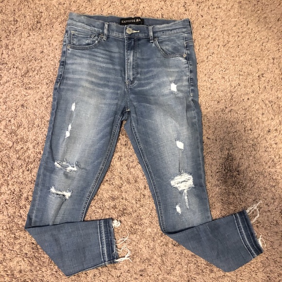 Express Skinny Jeans with Distressing